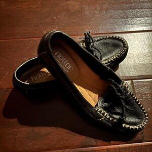 Hotter New Honiton Black Leather Moccasin - Size 6